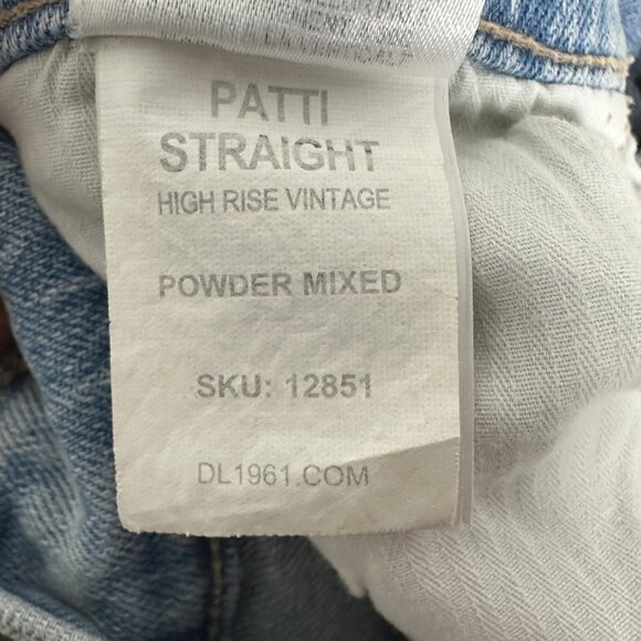 DL1961 Patti Straight High Rise Vintage Jeans Patchwork Power Blue Mixed Size 27 - Picture 11 of 16